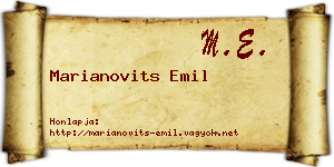 Marianovits Emil névjegykártya